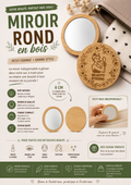 Miroir bois rond 7cm