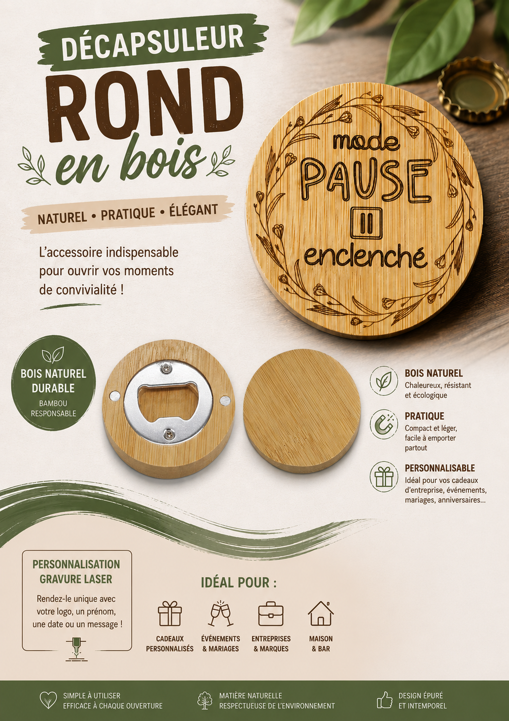 Décapsuleur rond 6cm