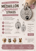 Médaillon animaux — Rond avec strass et patte ( plusieurs coloris )