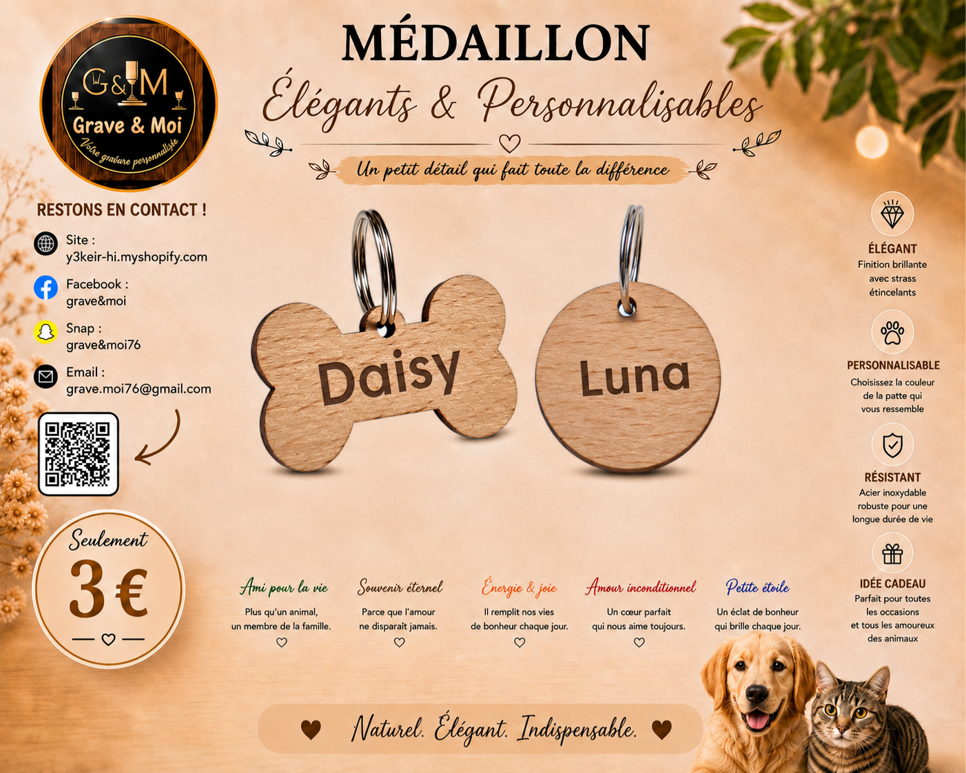 médaillon bois os ou rond