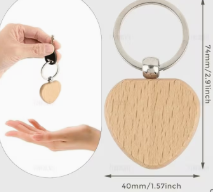 porte-clés bois rond,coeur,ovale ou rectangulaire