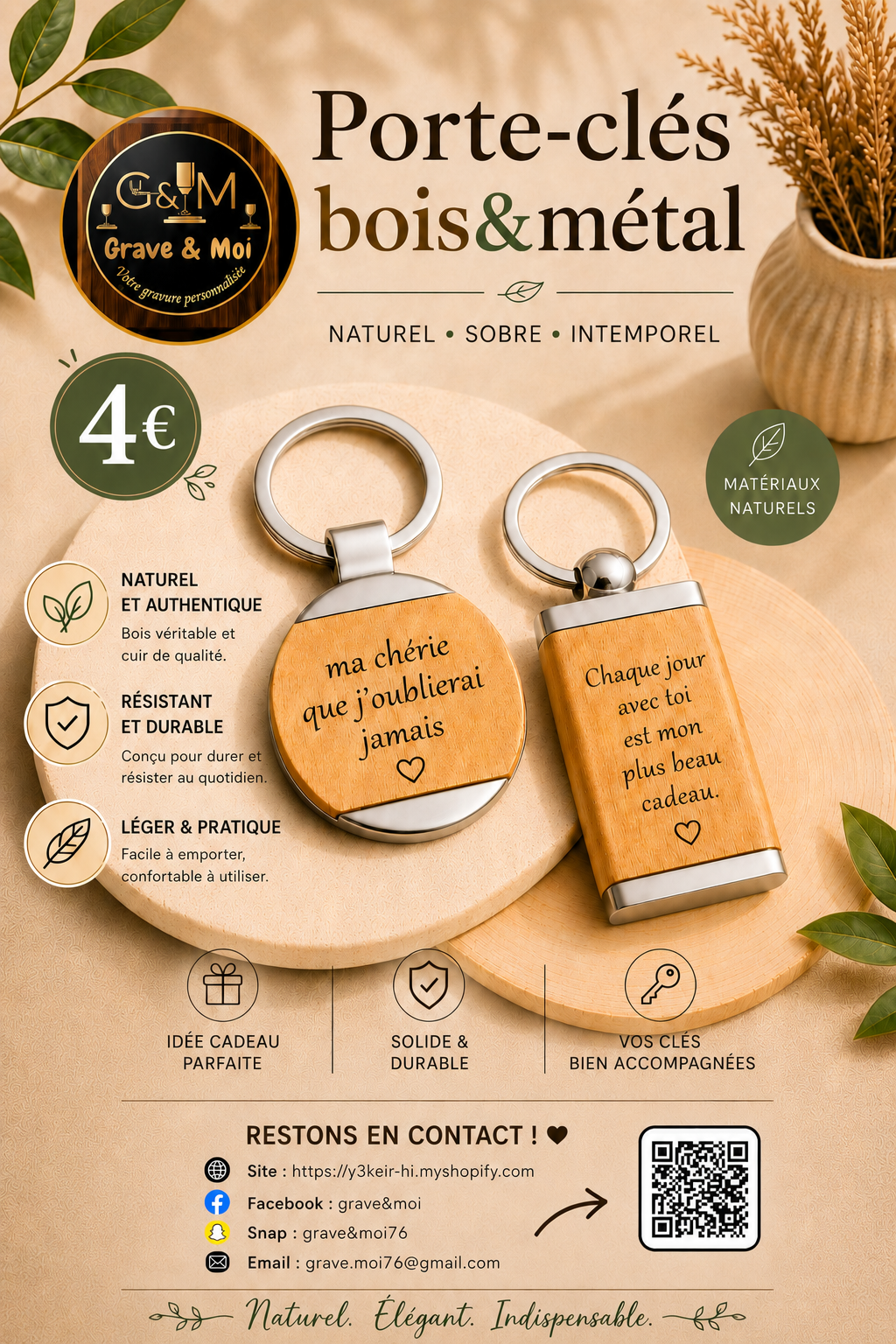 porte-clés bois&métal