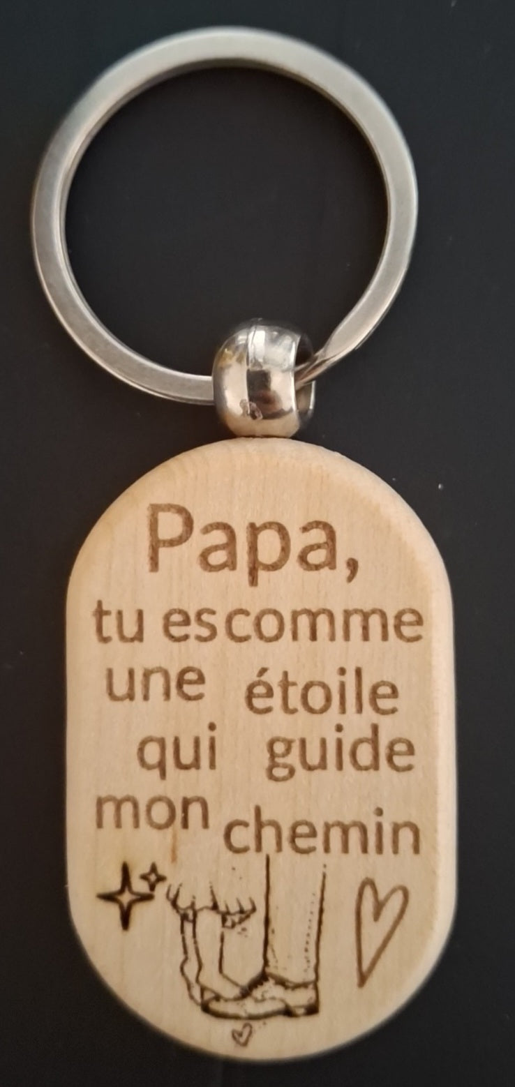 porte-clés bois rond,coeur,ovale ou rectangulaire