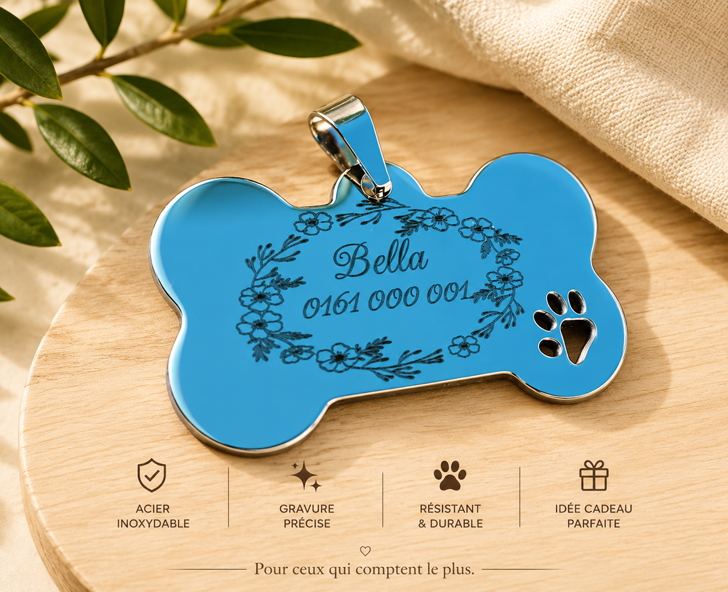 Médaillon animaux — os en métal avec patte