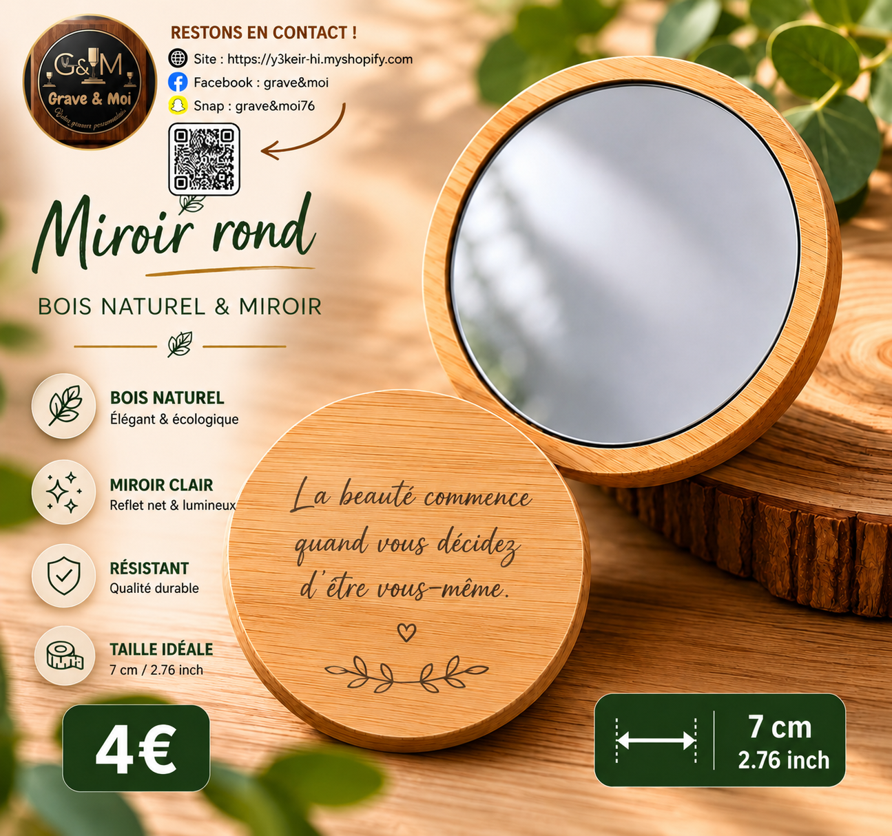 miroir bambou