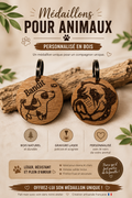 Médaillon animaux — Bois (forme os ou ronde)