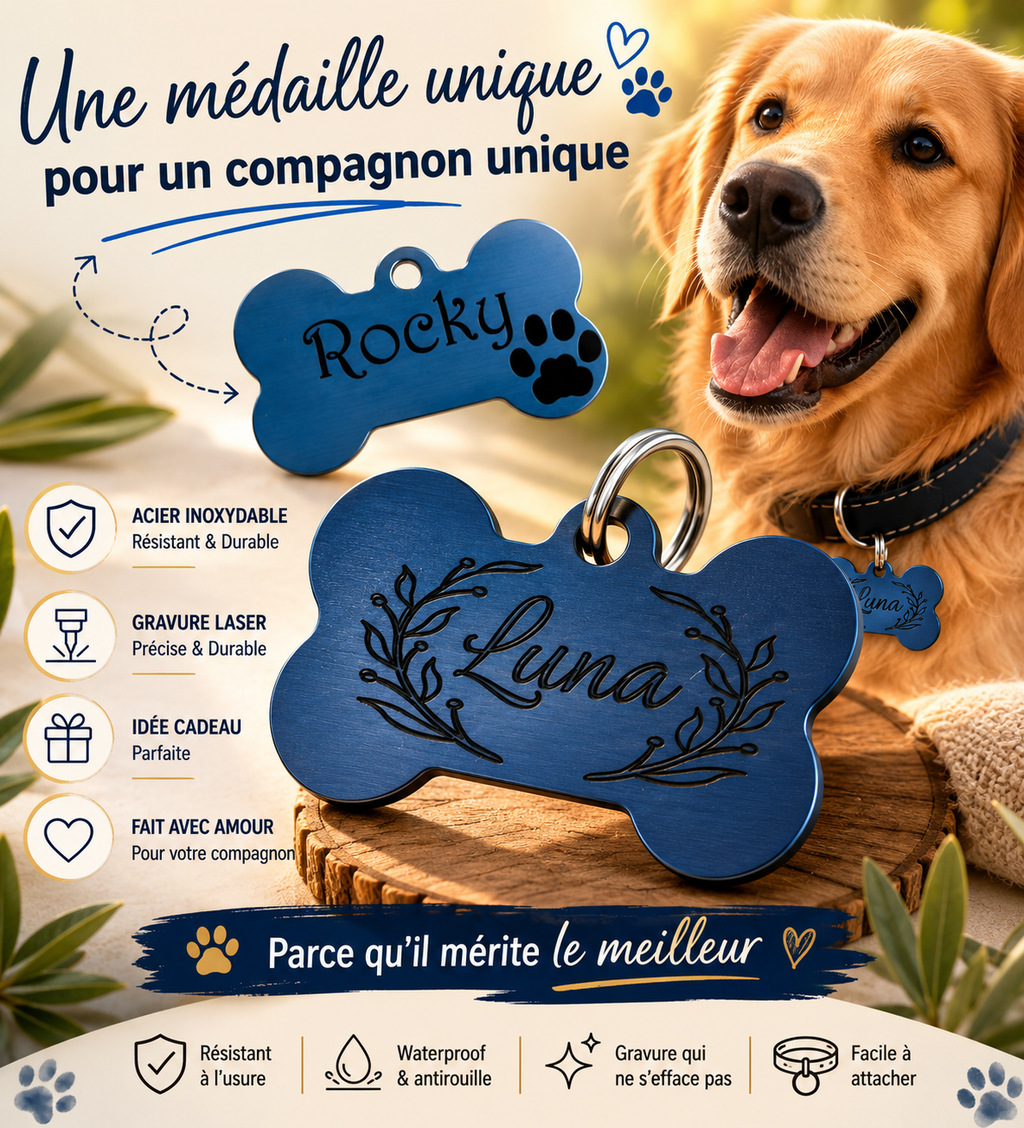 Médaillon animaux — Os en métal