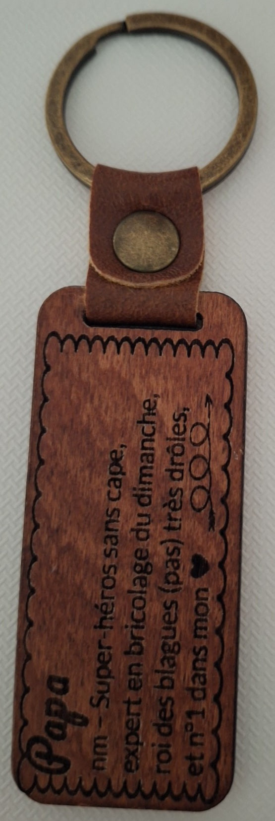 Porte-clés bois & cuir clair ou foncé